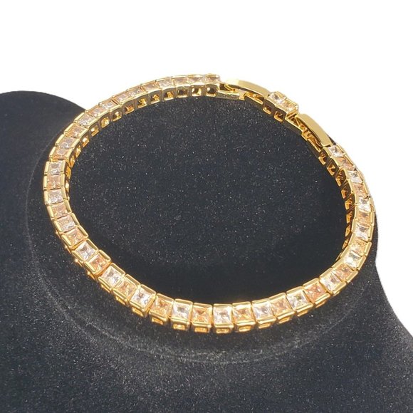 2ct Champagne & White Diamond Womens 14K Gold Tennis Bracelet Silver 7" Jewelry - Picture 6 of 9